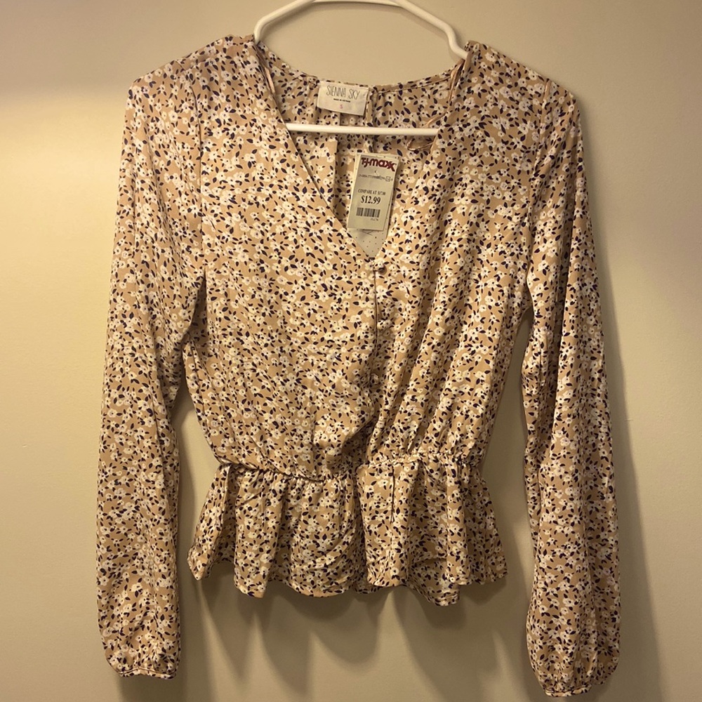 Pink floral button top